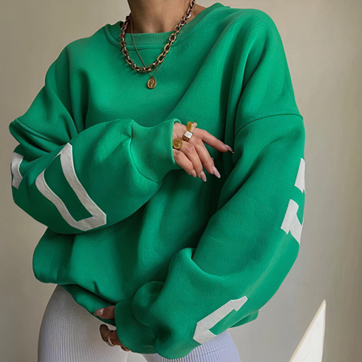 W&W Mode - Langarm-Sweatshirt mit bedruckten Buchstaben und Rundhalsausschnitt für Frauen