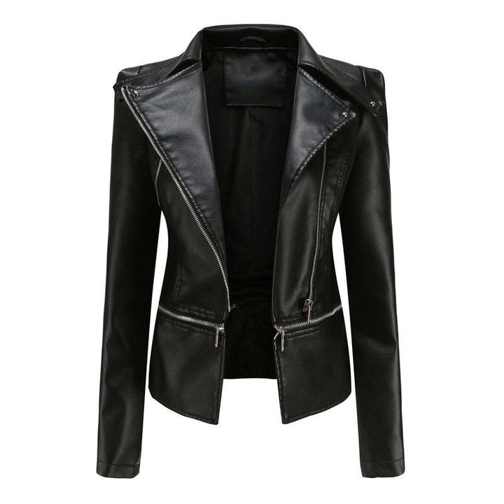 W&W Mode | Gothic Soft Leather Jacket with Lapel and Breathable Zipper Design