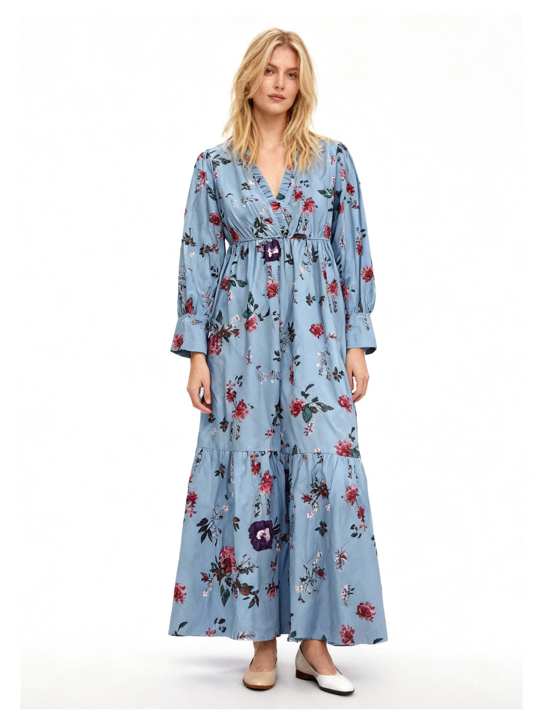W&W Mode | Gemustertes Gedrucktes Langärmeliges Plissiertes Kleid