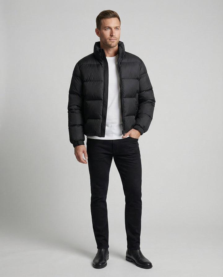 Herren Pufferjacke aus Entenfedern mit Wärme & Kapuze | W&W Mode