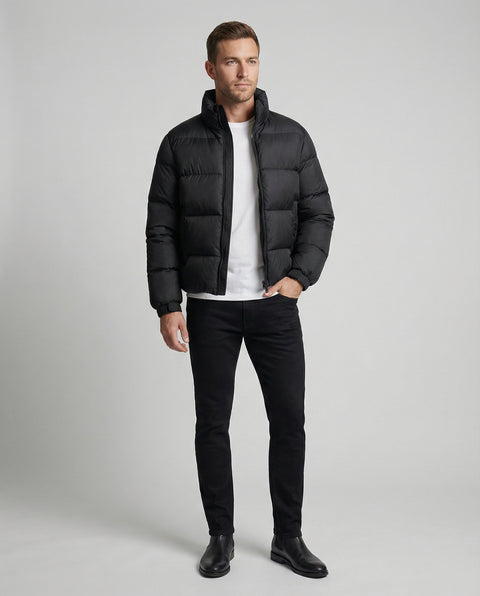 Herren Pufferjacke aus Entenfedern mit Wärme & Kapuze | WW