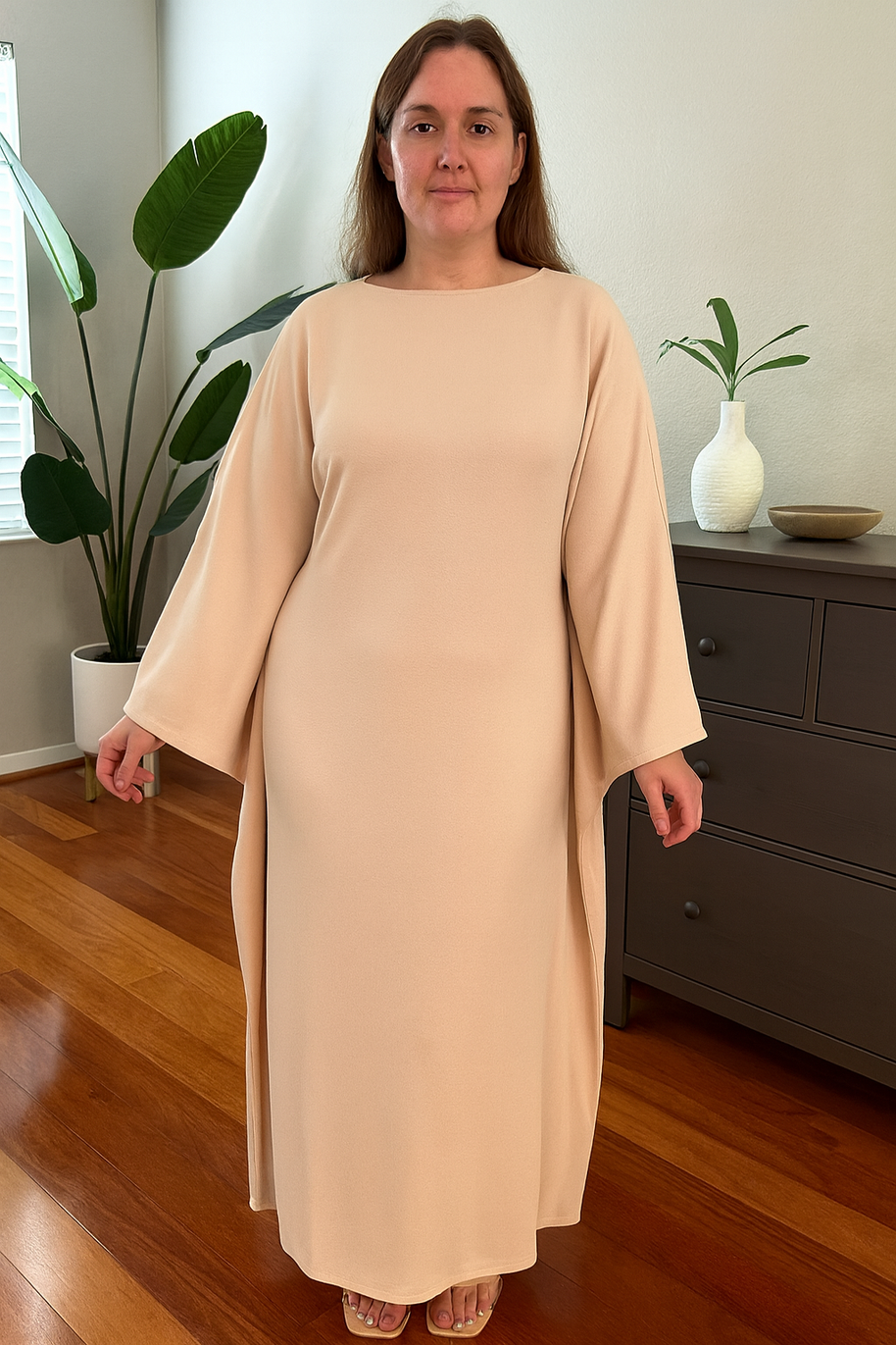 Elegantes Maxikleid mit Rundhalsausschnitt & weiten Ärmeln – Damen Abendkleid mit hoher Taille, langes Kleid für festliche Anlässe