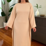 Elegantes Maxikleid mit Rundhalsausschnitt & weiten Ärmeln – Damen Abendkleid mit hoher Taille, langes Kleid für festliche Anlässe