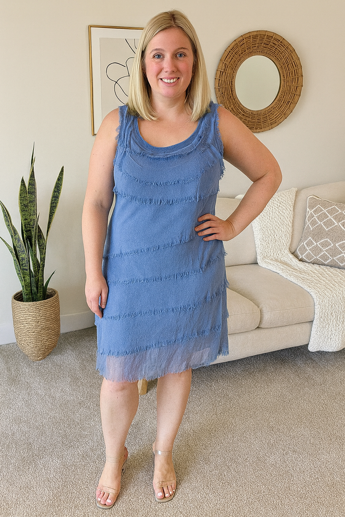 Elegantes Ärmelloses Chiffonkleid für Damen – Luftiges Sommerkleid mit Schicht-Optik & Rundhals-Ausschnitt in vielen Farben