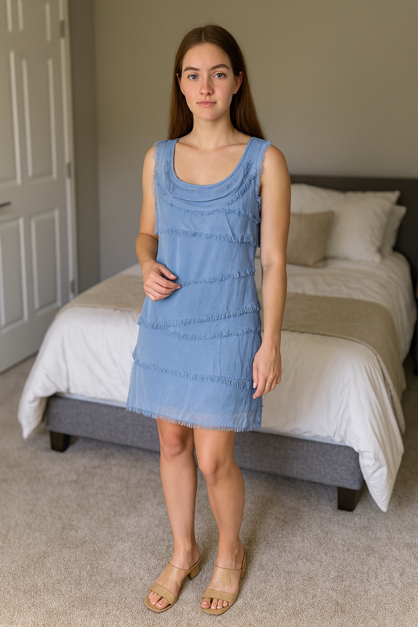 Elegantes Ärmelloses Chiffonkleid für Damen – Luftiges Sommerkleid mit Schicht-Optik & Rundhals-Ausschnitt in vielen Farben