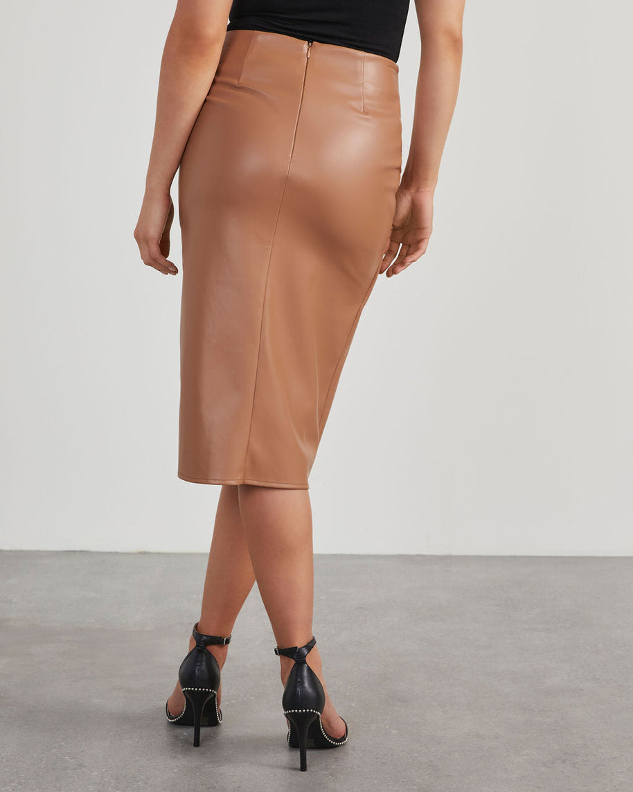 WW Lederrock | Stylischer öku Lederrock mit Schlitz für Frauen