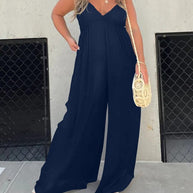 WW | Jumpsuit mit V-Ausschnitt und Breiten Trägern