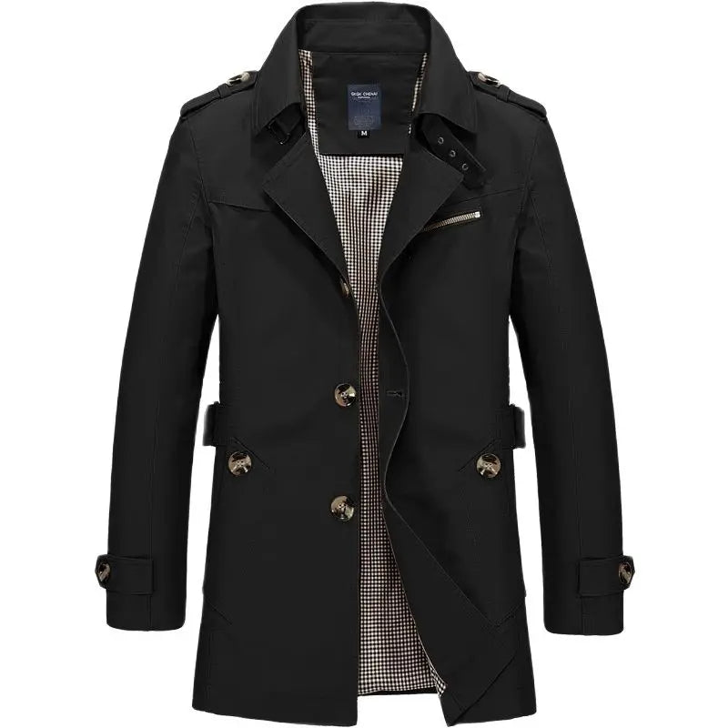 WW | Elegante Schlanke Herren Trenchcoat Mit Knopfverschluss