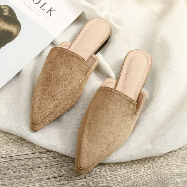 WW | Elegante Wildleder Pantoletten Mit Spitzer Zehe
