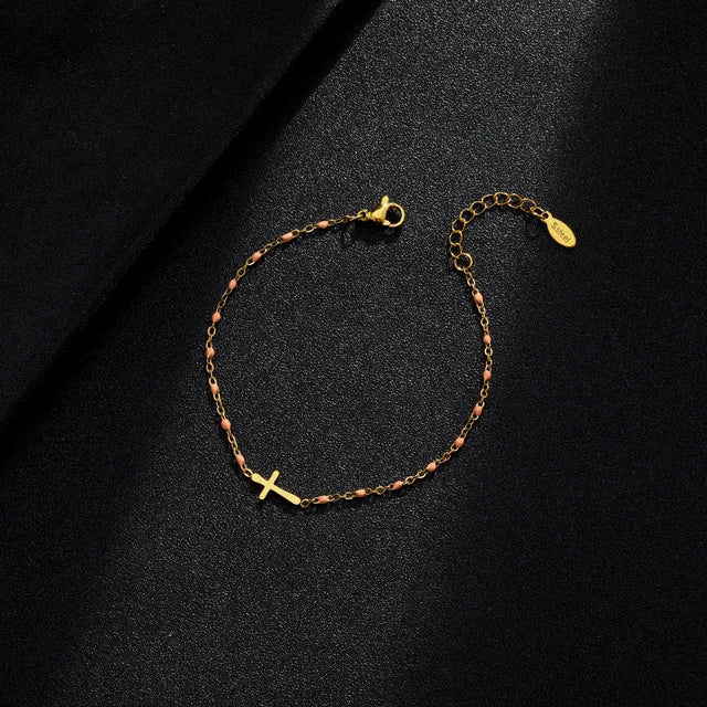W&W Mode | Goldfarbene Kreuzarmband