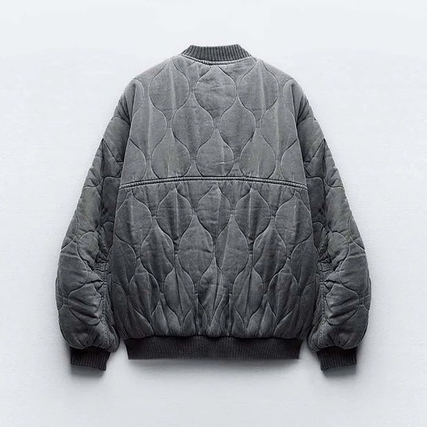 WW - Wattierte Bomberjacke mit Steppdesign und Rippbündchen