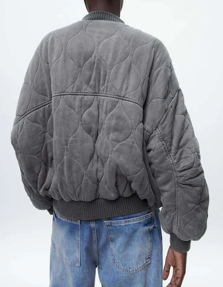 WW | Lockere Graue Bomberjacke Für Damen