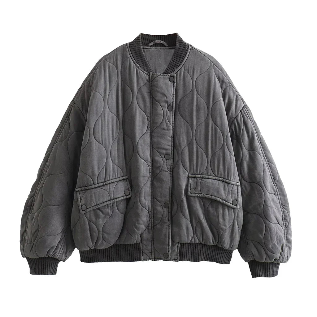 WW | Lockere Graue Bomberjacke Für Damen