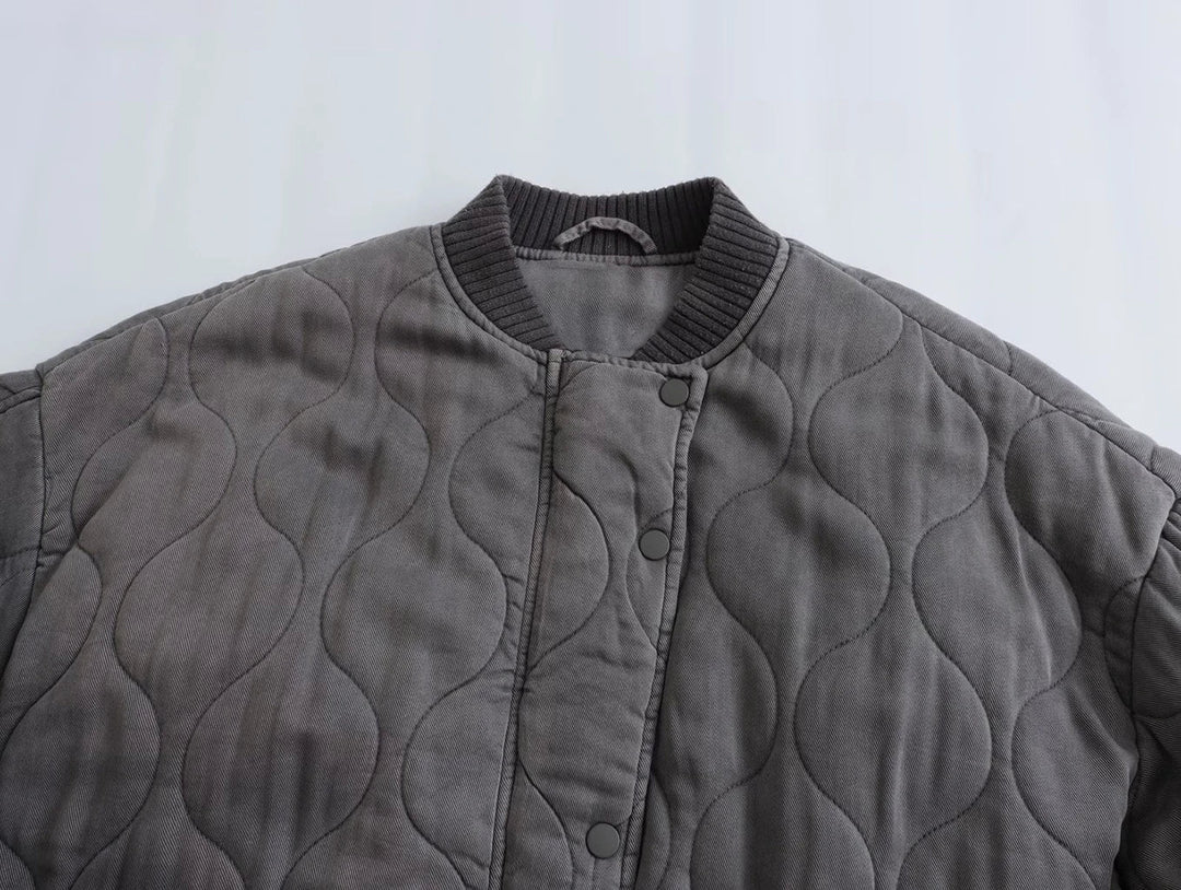 W&W Mode | Lockere Graue Bomberjacke Für Damen