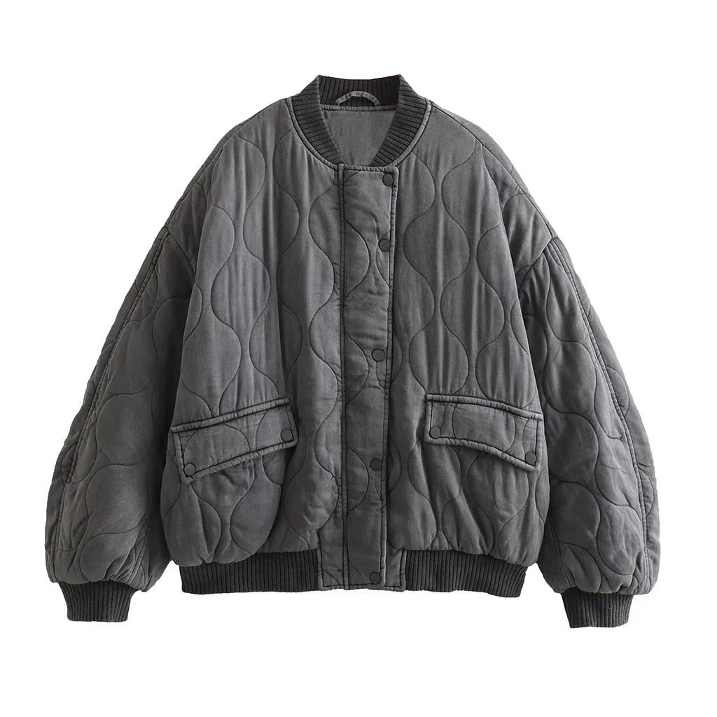 WW - Wattierte Bomberjacke mit Steppdesign und Rippbündchen