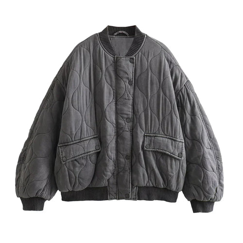 WW - Wattierte Bomberjacke mit Steppdesign und Rippbündchen