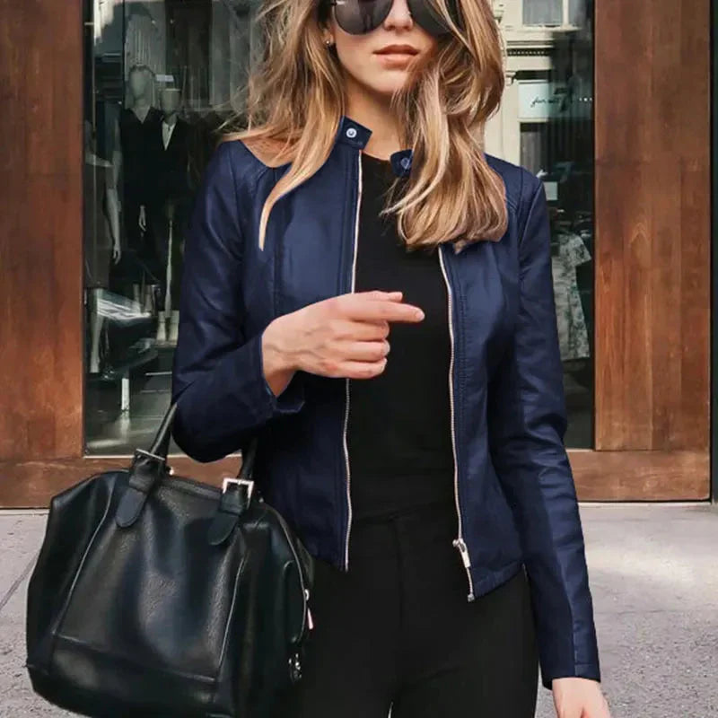 WW | Mode Faux Weiches Pu Lederjacken Herbst Kurze Jacke Motorrad Lederjacken Frauen Schlanke Pu Jacke Oberbekleidung
