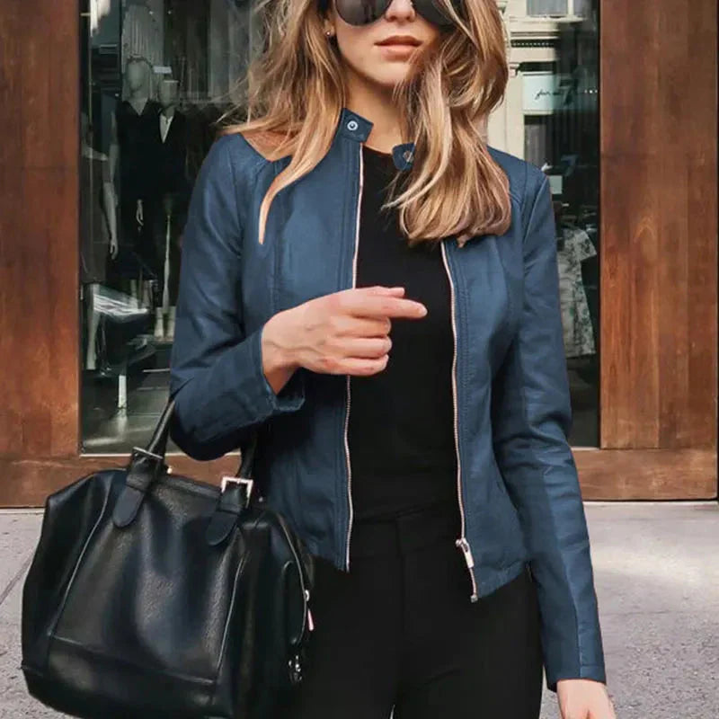 WW | Mode Faux Weiches Pu Lederjacken Herbst Kurze Jacke Motorrad Lederjacken Frauen Schlanke Pu Jacke Oberbekleidung