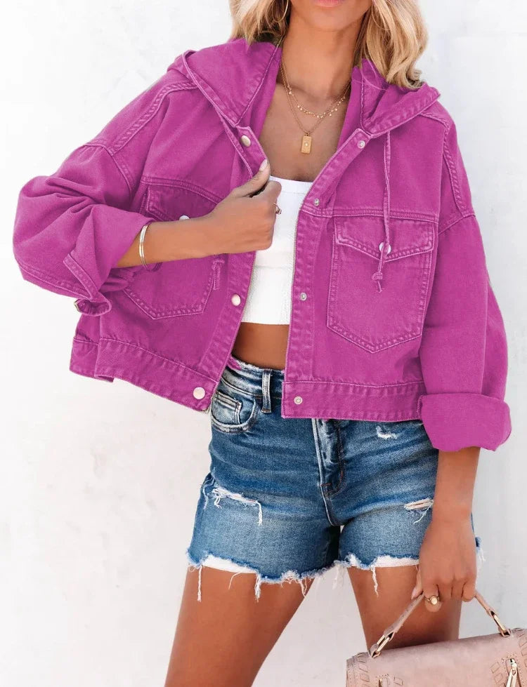 WW | Weinlese Jeansjacke Mit Kapuze