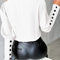 WW Top | Elegante trendige Bluse mit V-Ausschnitt und langen Ärmeln