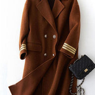 WW | Schokoladen-Wollübermantel trendiger Übergröße langreversibler Mantel mit offener Rückseite Mäntel