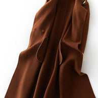 WW | Schokoladen-Wollübermantel trendiger Übergröße langreversibler Mantel mit offener Rückseite Mäntel