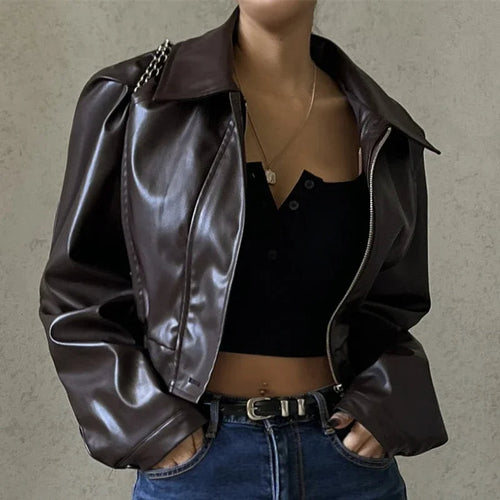 W&W Mode - Damen kurze Kunstlederjacke