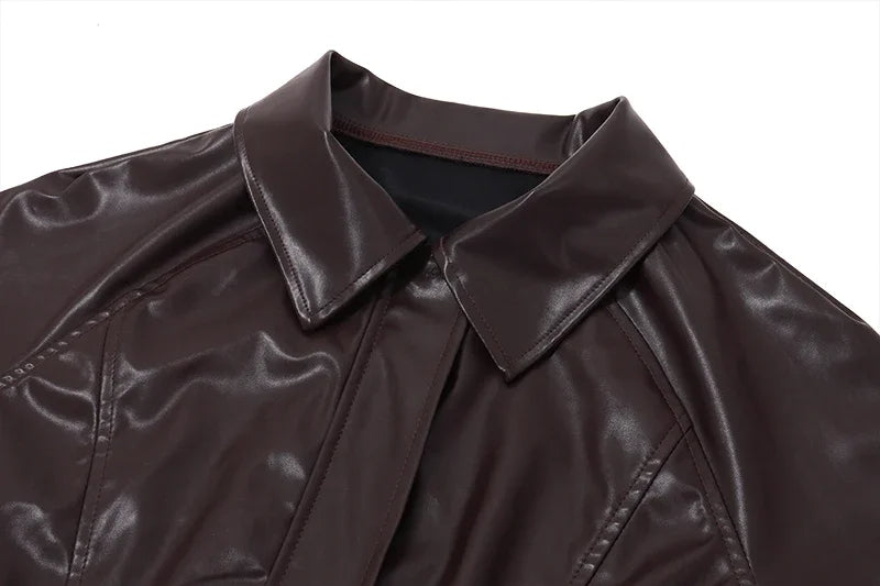 W&W Mode - Damen kurze Kunstlederjacke