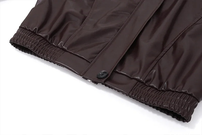 W&W Mode - Damen kurze Kunstlederjacke