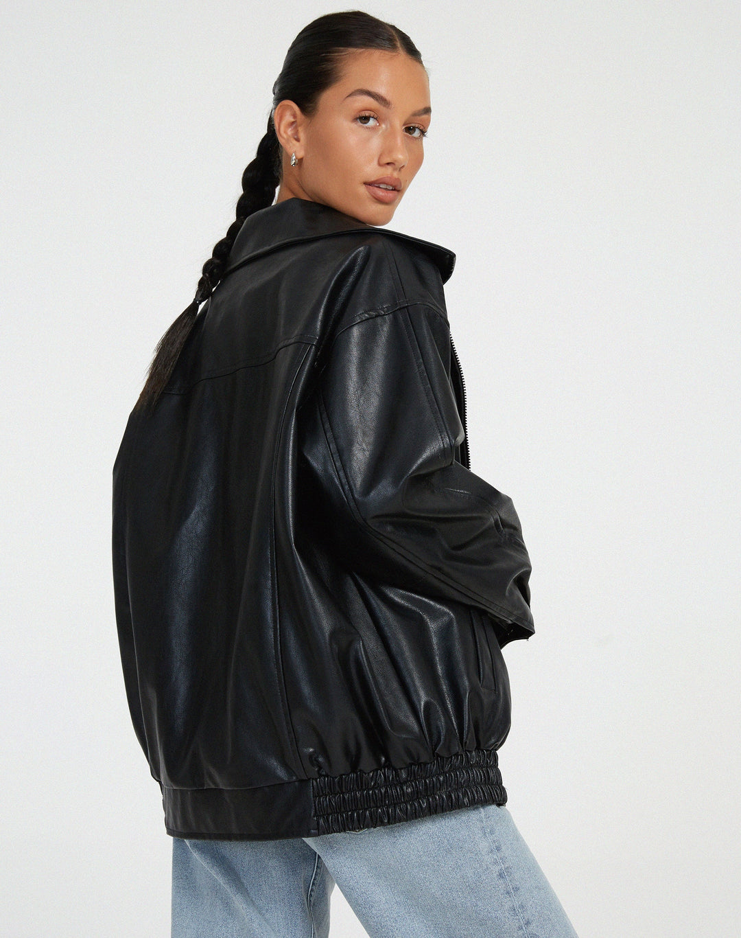 W&W Mode | Lederjacke Übergröße Reißverschluss Leder Bomberjacke Lederjacke Damen