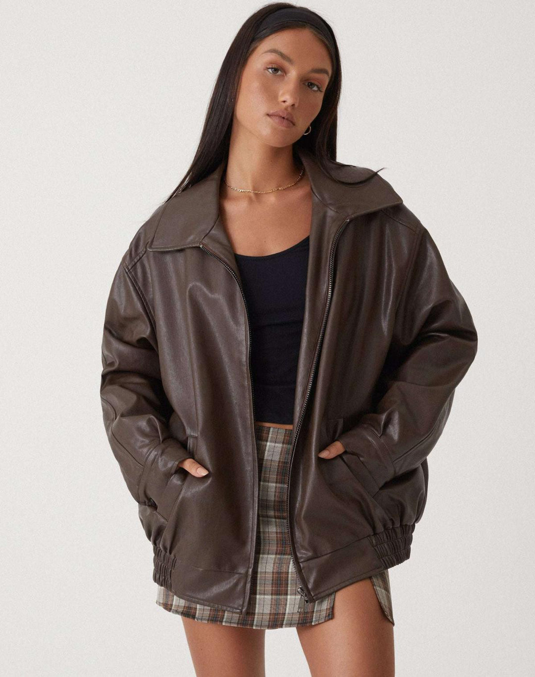 W&W Mode | Lederjacke Übergröße Reißverschluss Leder Bomberjacke Lederjacke Damen
