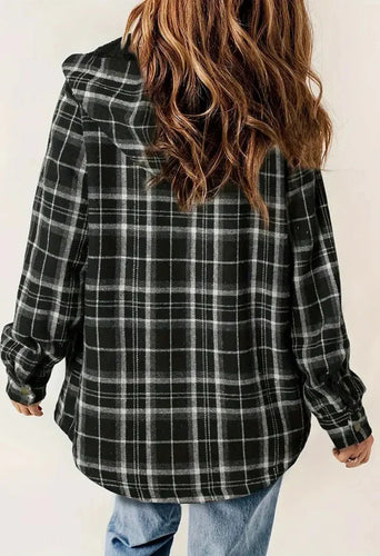 W&W Mode | kariert mit Kapuze Fleece gefütterte Jacke Damenjacke