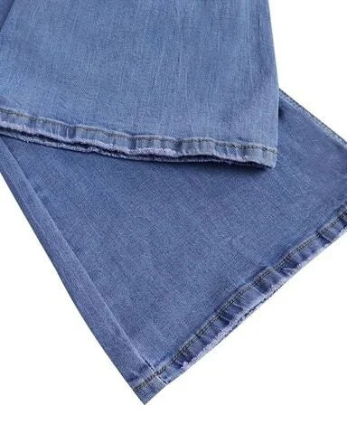 WW | Jeans gewaschen Knopf Damenjeans Jeans mit hoher Taille