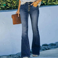WW | Jeans gewaschen Knopf Damenjeans Jeans mit hoher Taille