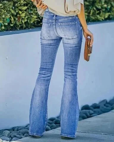 WW | Jeans gewaschen Knopf Damenjeans Jeans mit hoher Taille