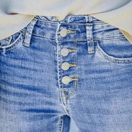 WW | Jeans gewaschen Knopf Damenjeans Jeans mit hoher Taille