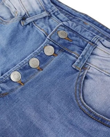 WW | Jeans gewaschen Knopf Damenjeans Jeans mit hoher Taille