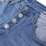 WW | Jeans gewaschen Knopf Damenjeans Jeans mit hoher Taille