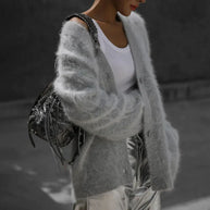 WW | Strickjacke übergroße Damen Strickjacke mit Knöpfen