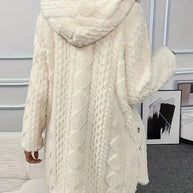 WW | Strickjacke Mit Kapuze Mittellang Strickjacke Damen Strickjacke