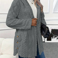 WW | Strickjacke Mit Kapuze Mittellang Strickjacke Damen Strickjacke
