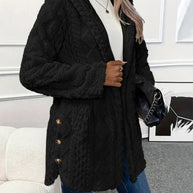 WW | Strickjacke Mit Kapuze Mittellang Strickjacke Damen Strickjacke