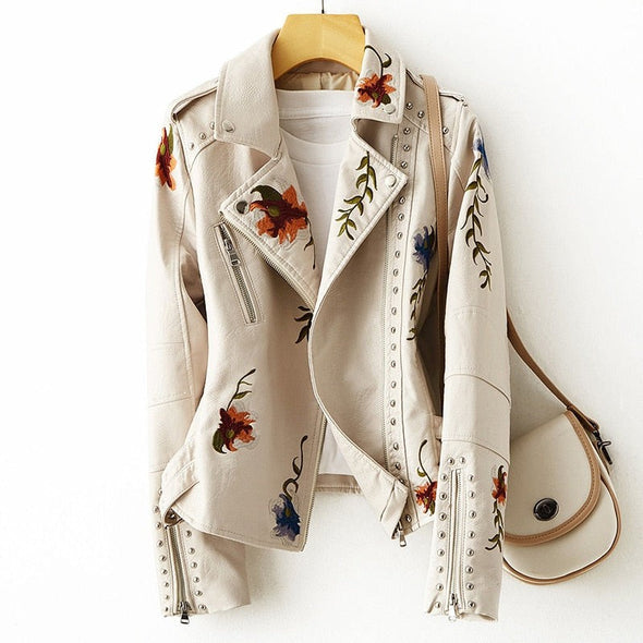WW | Retro Floral Print Lederjacke