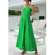 WW | Jumpsuit Eine Schulter Asymmetrisch Flowy Passform Elegante Weite Beine