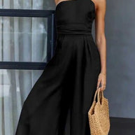 WW | Jumpsuit Eine Schulter Asymmetrisch Flowy Passform Elegante Weite Beine