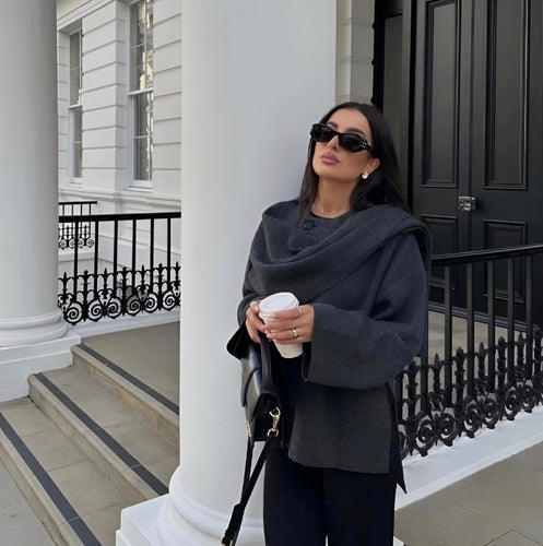 WW | Eleganter Woll-Trenchcoat mit Schal-Set