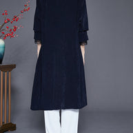 WW | Marineblaues Revers Einreiher Slim Fit Trenchcoats