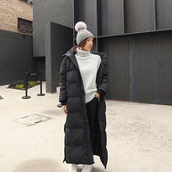 WW | Lange Gequiltete Puffer Damenjacke mit Kapuze