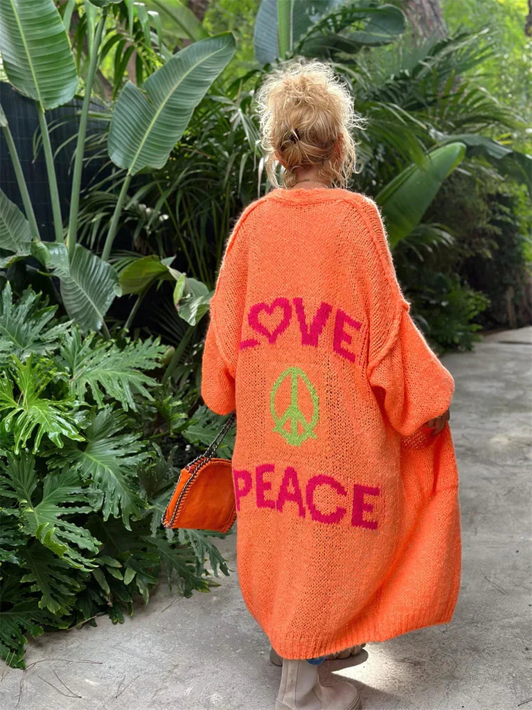 WW | Hippie Style Lange Strickjacke Für Frauen