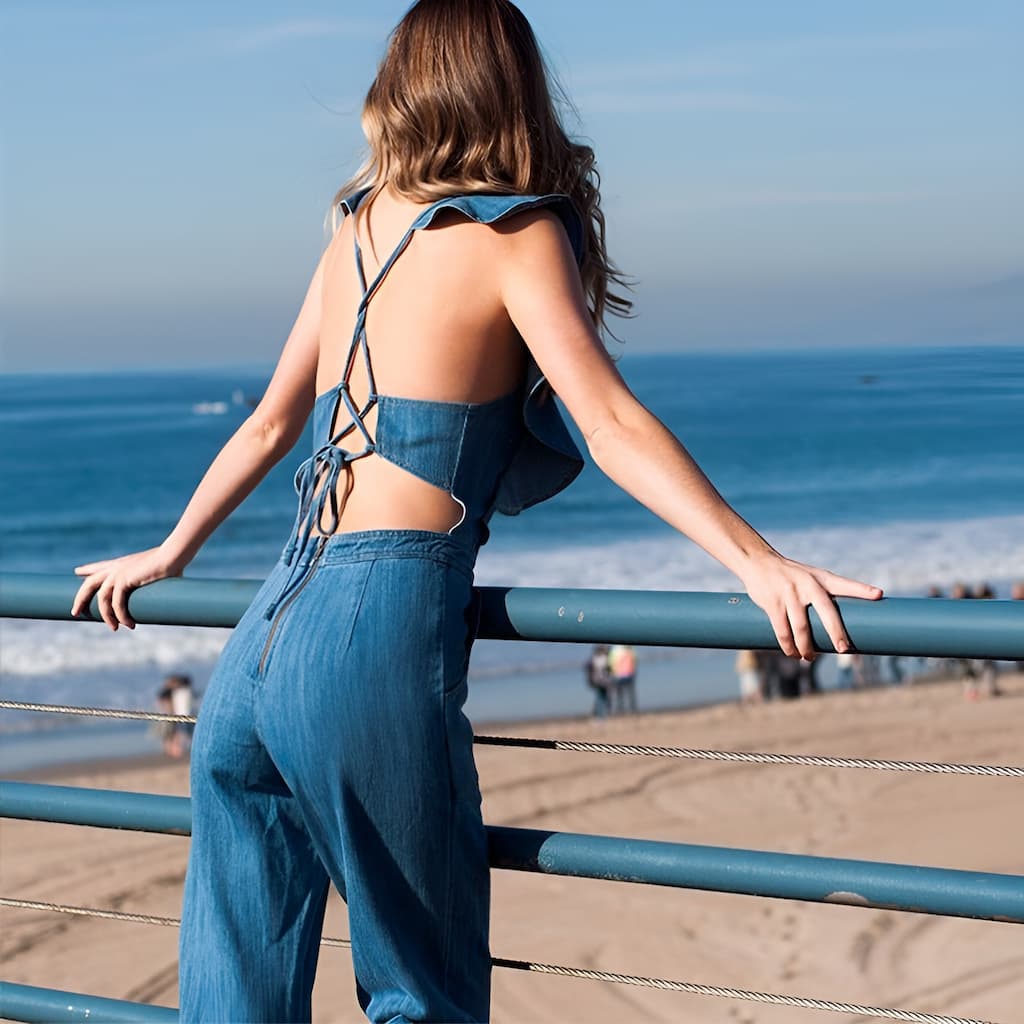 DenimDynasty™ - Denim-Overall mit offenem Rücken
